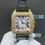 HY Factory Swiss Replica Cartier Santos 100th Anniversary Yellow Gold Diamond-Set Watch 